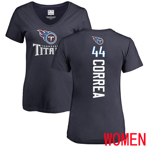 Tennessee Titans Navy Blue Women Kamalei Correa Backer NFL Football #44 T Shirt